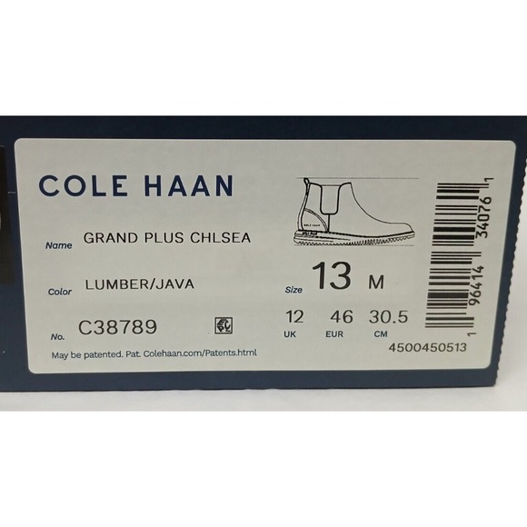 Cole Haan Men\'s Grand Plus Leather Chelsea Boot C38789 Lumber Java‎ Brown Sz 13